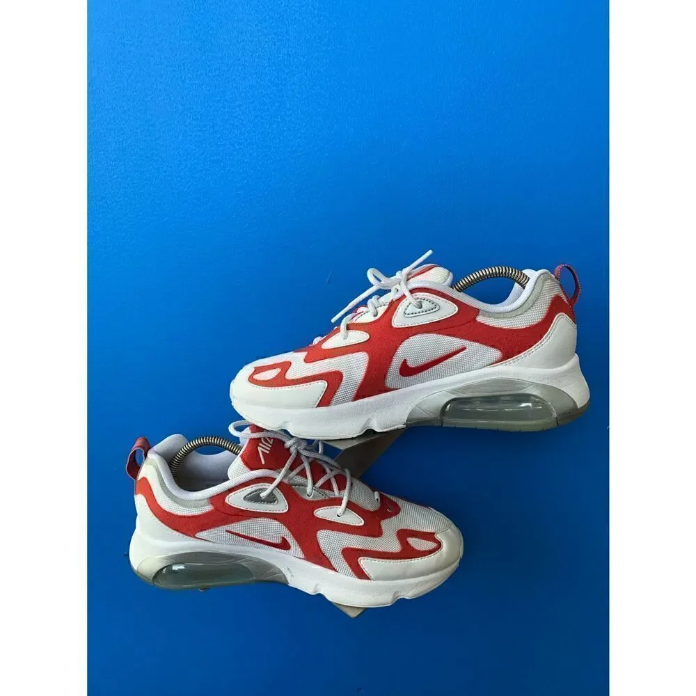NIKE AIR MAX 200 WHITE UNIVERSITY RED SILVER AQ2568-100 Size 9